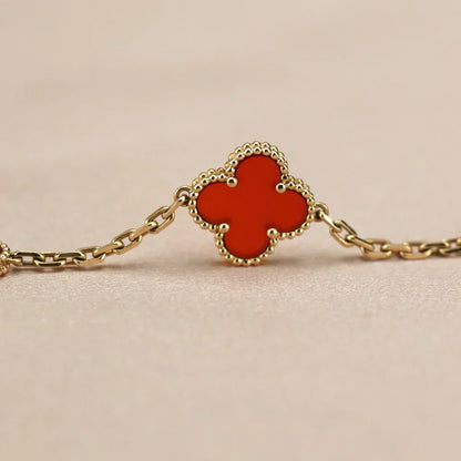 [⭐Maelin] CLOVER 5 MOTIF RED CORNELIAN BRACELET COLLECTION