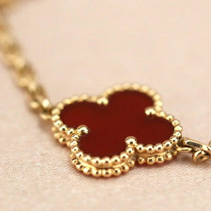 [⭐Maelin] CLOVER 5 MOTIF RED CORNELIAN BRACELET COLLECTION