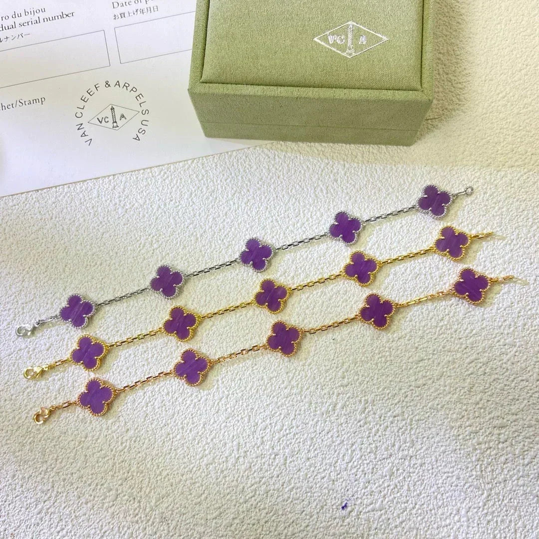 [⭐Maelin] CLOVER 5 MOTIF VIOLET BRACELET COLLECTION