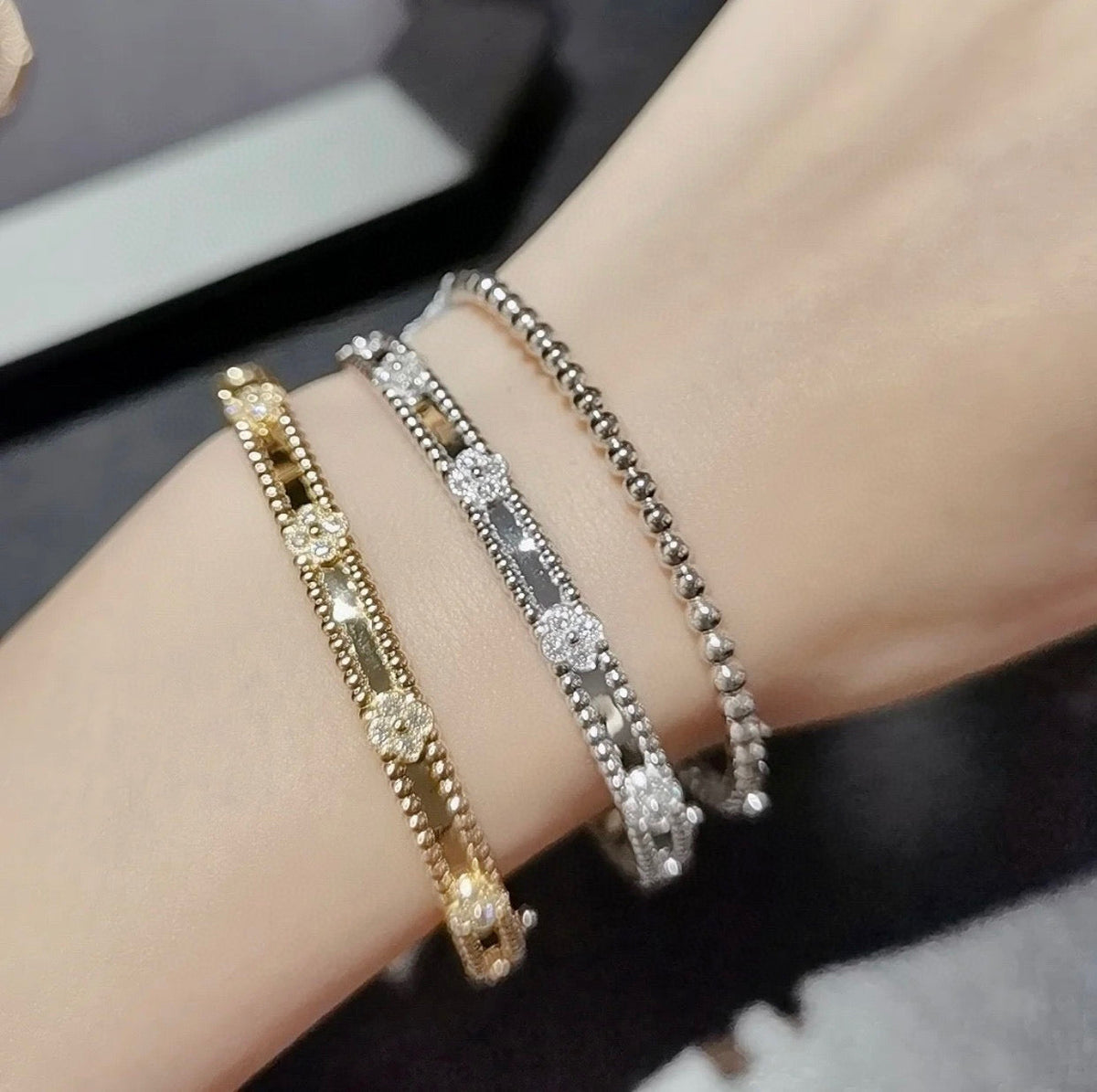 [⭐Maelin]CLOVER BRACELET 4MM DIAMONDS