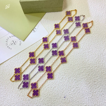 [⭐Maelin Jewelry]CLOVER 10 MOTIFS  PURPLE VIOLET  NECKLACE