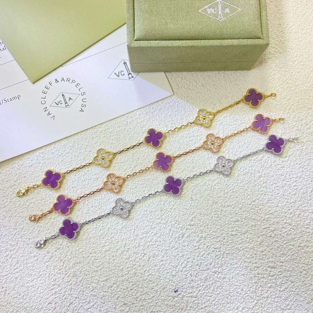 [⭐Maelin] CLOVER 5 MOTIF VIOLET BRACELET COLLECTION