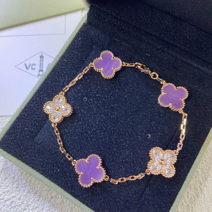 [⭐Maelin] CLOVER 5 MOTIF VIOLET BRACELET COLLECTION