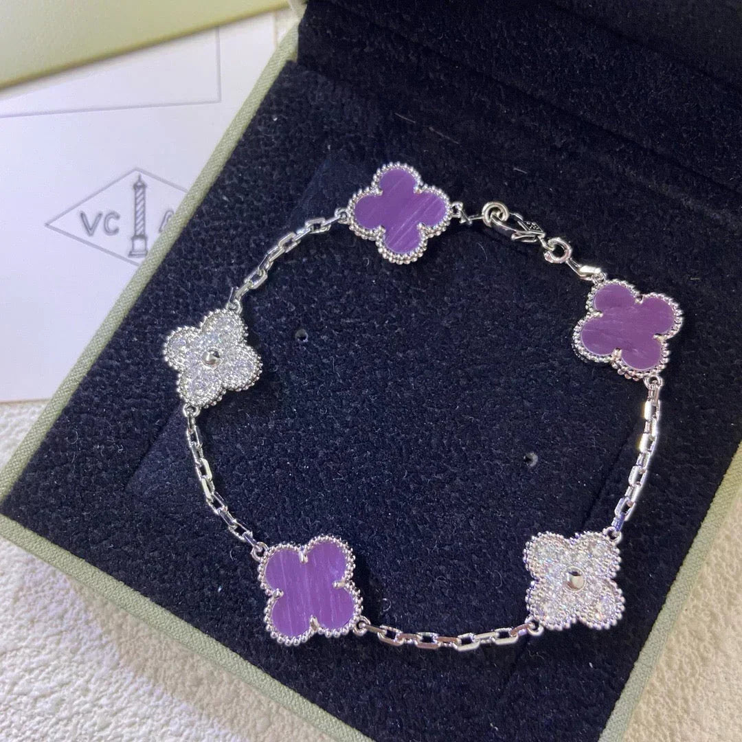 [⭐Maelin] CLOVER 5 MOTIF VIOLET BRACELET COLLECTION