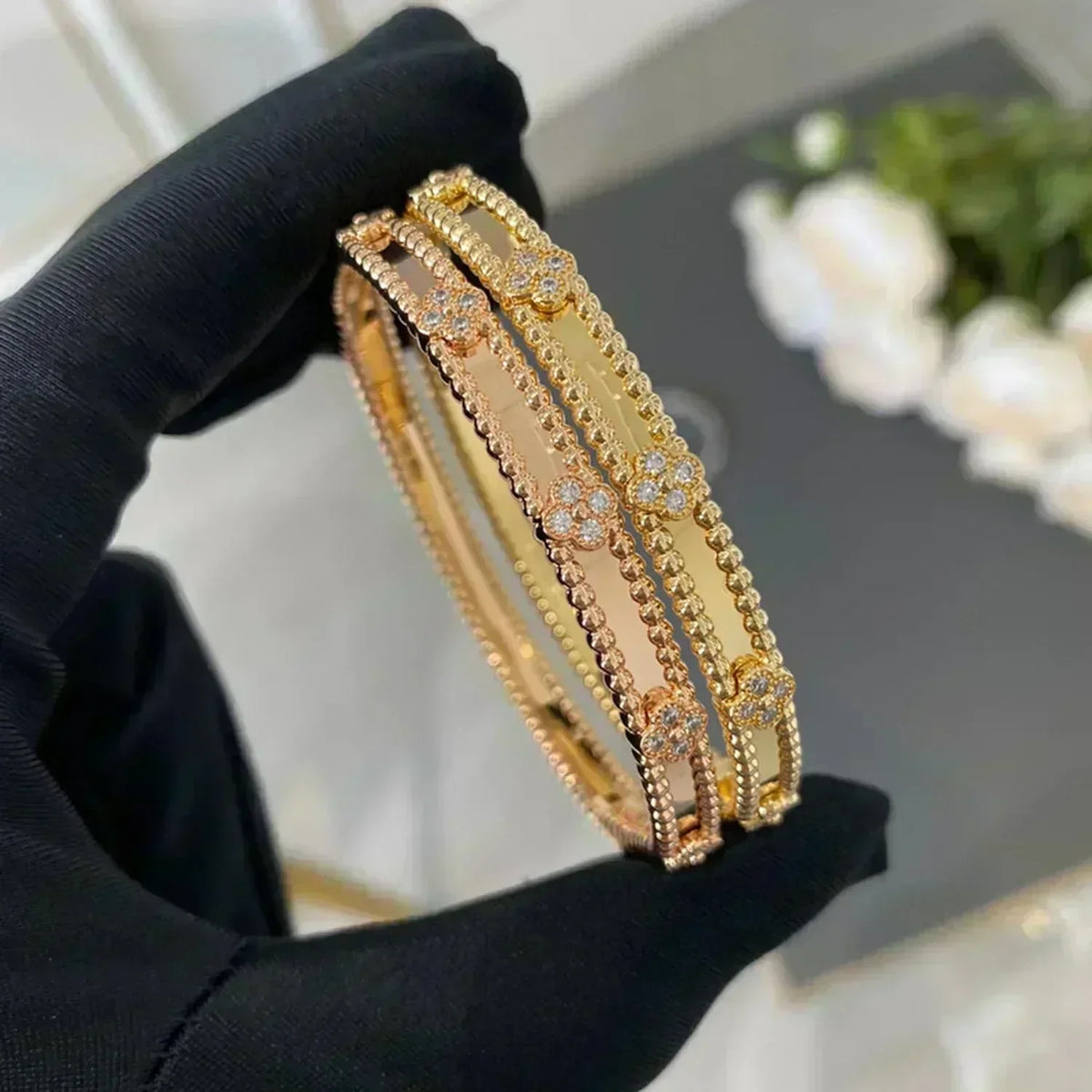 [⭐Maelin]CLOVER BRACELET 4MM DIAMONDS