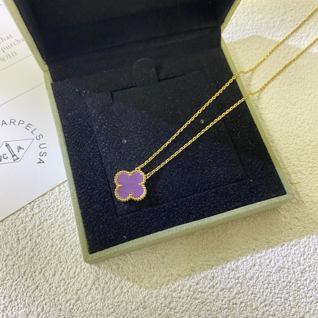 [⭐Maelin Jewelry]CLOVER 15MM  PURPLE VIOLET NECKLACE