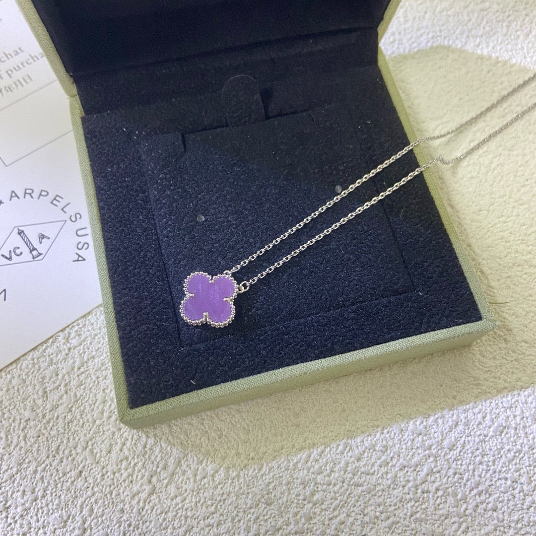[⭐Maelin Jewelry]CLOVER 15MM  PURPLE VIOLET NECKLACE