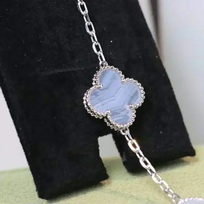 [⭐Maelin] CLOVER 5 MOTIF PURPLE CHALCEDONY BRACELET COLLECTION