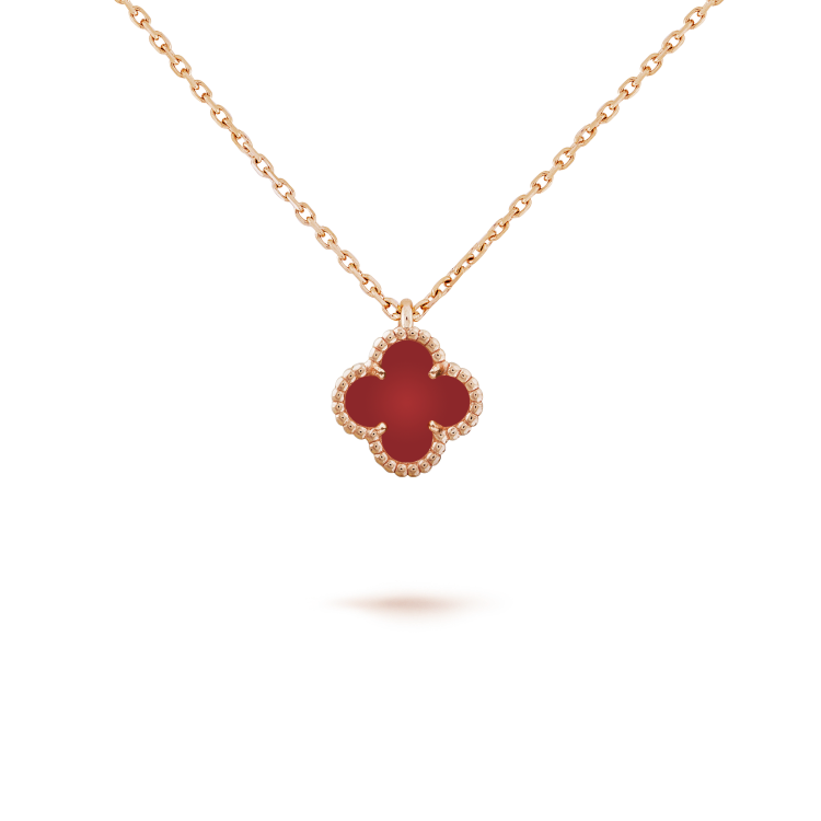 [⭐Maelin]CLOVER MINI 9.5MM WHITE CARNELIANS NECKLACE