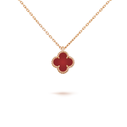 [⭐Maelin]CLOVER MINI 9.5MM WHITE CARNELIANS NECKLACE
