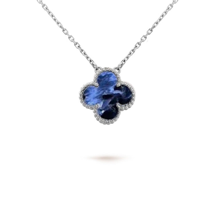 [⭐Maelin]CLOVER 15MM PIETERSITE NECKLACE SILVER