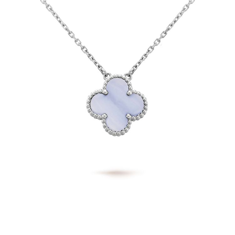[⭐Maelin]CLOVER 15MM BLUE CHALCEDONY NECKLACE SILVER