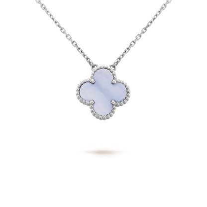 [⭐Maelin]CLOVER 15MM BLUE CHALCEDONY NECKLACE SILVER