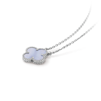 [⭐Maelin]CLOVER 15MM BLUE CHALCEDONY NECKLACE SILVER