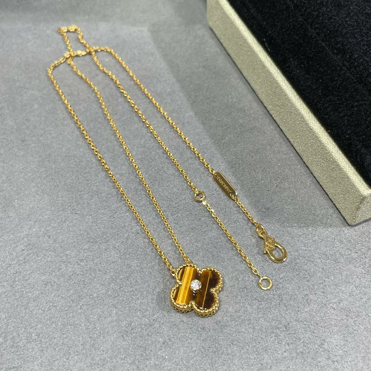 [⭐Maelin]CLOVER 15MM DIAMOND AND YELLOW TIGER'S EYE AGATE necklace