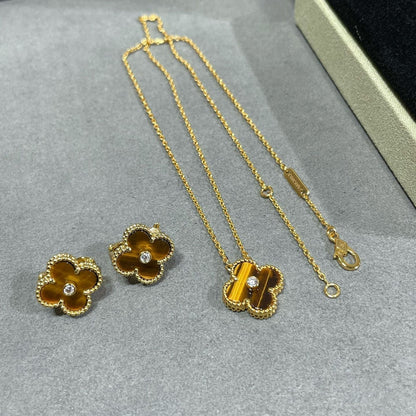 [⭐Maelin]CLOVER 15MM DIAMOND AND YELLOW TIGER'S EYE AGATE necklace