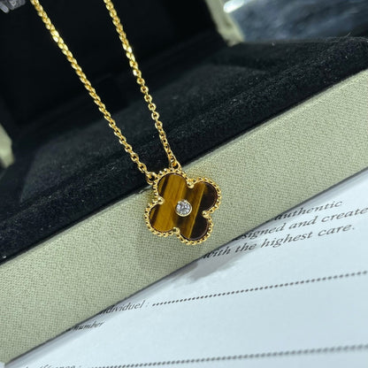 [⭐Maelin]CLOVER 15MM DIAMOND AND YELLOW TIGER'S EYE AGATE necklace