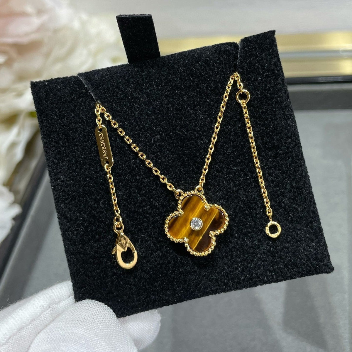 [⭐Maelin]CLOVER 15MM DIAMOND AND YELLOW TIGER'S EYE AGATE necklace