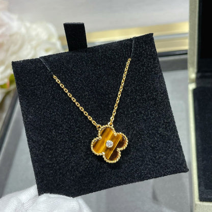 [⭐Maelin]CLOVER 15MM DIAMOND AND YELLOW TIGER'S EYE AGATE necklace