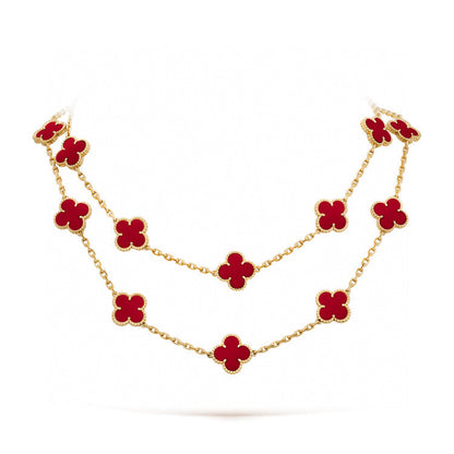 [⭐Maelin]CLOVER 20 MOTIFS CARNELIAN NECKLACE