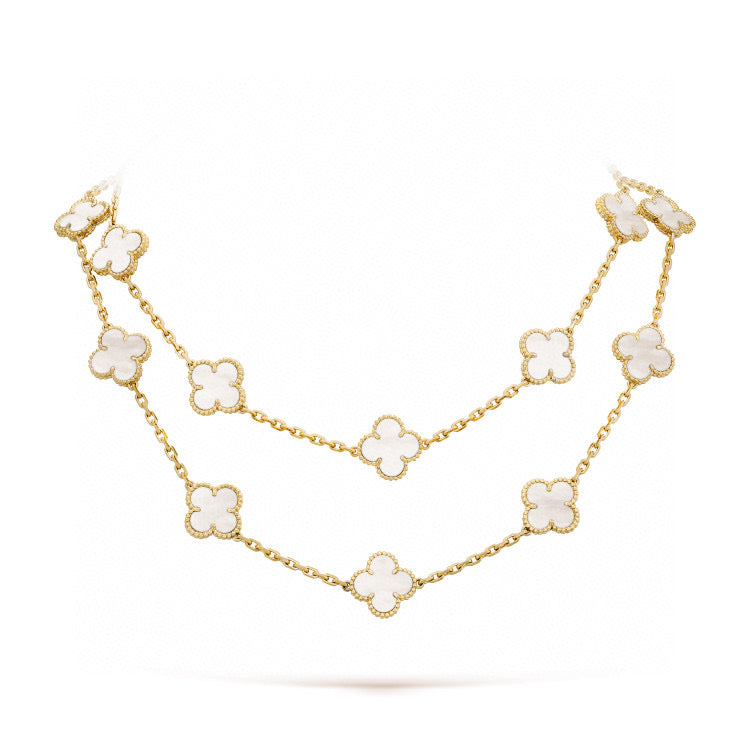 [⭐Maelin]CLOVER 20 MOTIFS WHITE MOP NECKLACE
