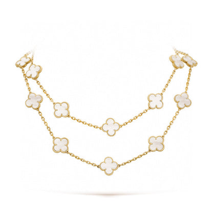 [⭐Maelin]CLOVER 20 MOTIFS WHITE MOP NECKLACE