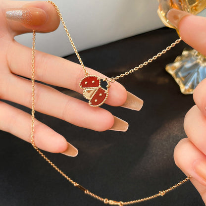 [⭐Maelin]LUCKY  CARNELIANS LADYBUG NECKLACE