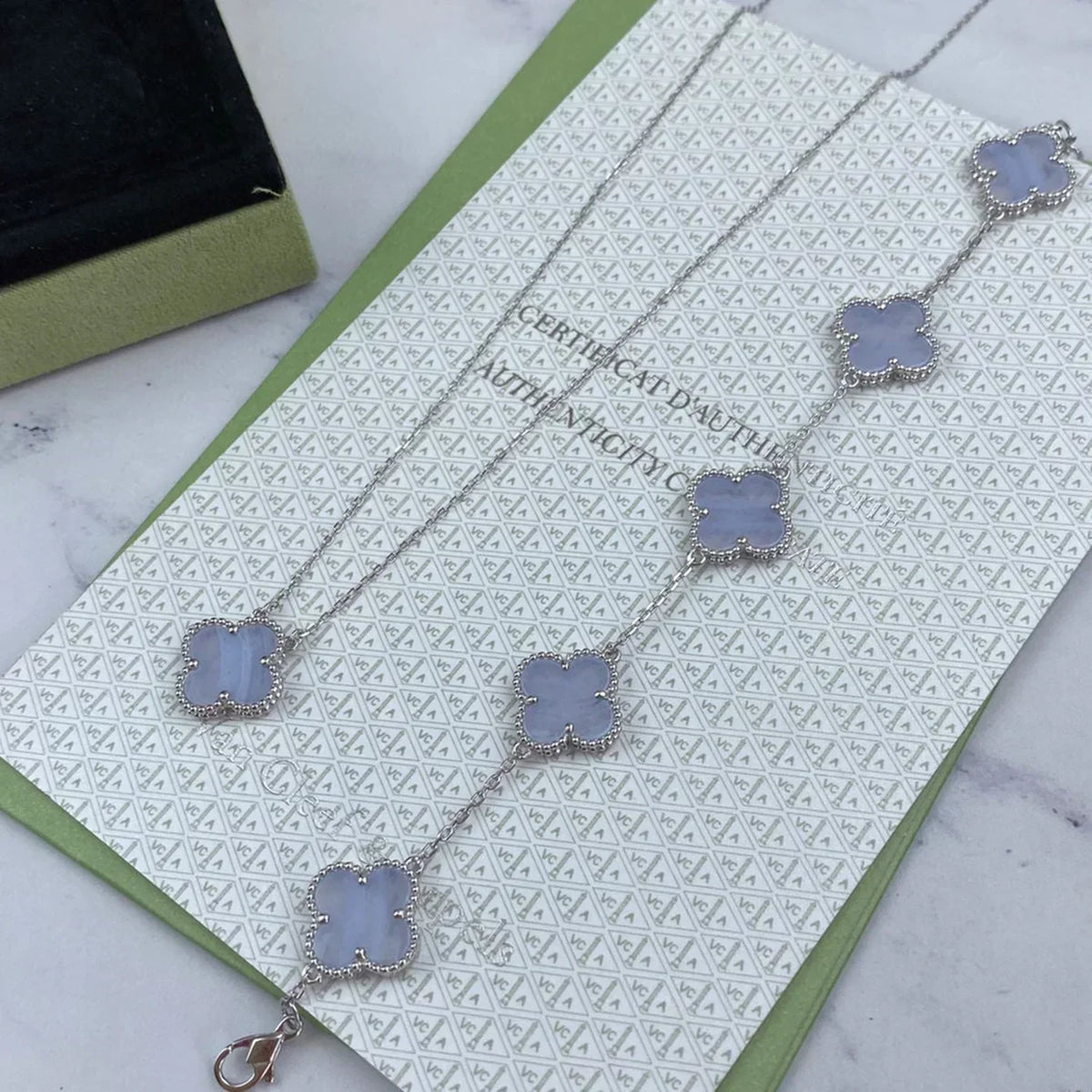 [⭐Maelin] CLOVER 5 MOTIF PURPLE CHALCEDONY BRACELET COLLECTION