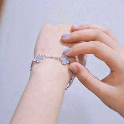 [⭐Maelin] CLOVER 5 MOTIF PURPLE CHALCEDONY BRACELET COLLECTION