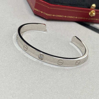 [⭐Maelin]LOVE BRACELET 6.1MM 1 DIAMOND OPEN CUFF