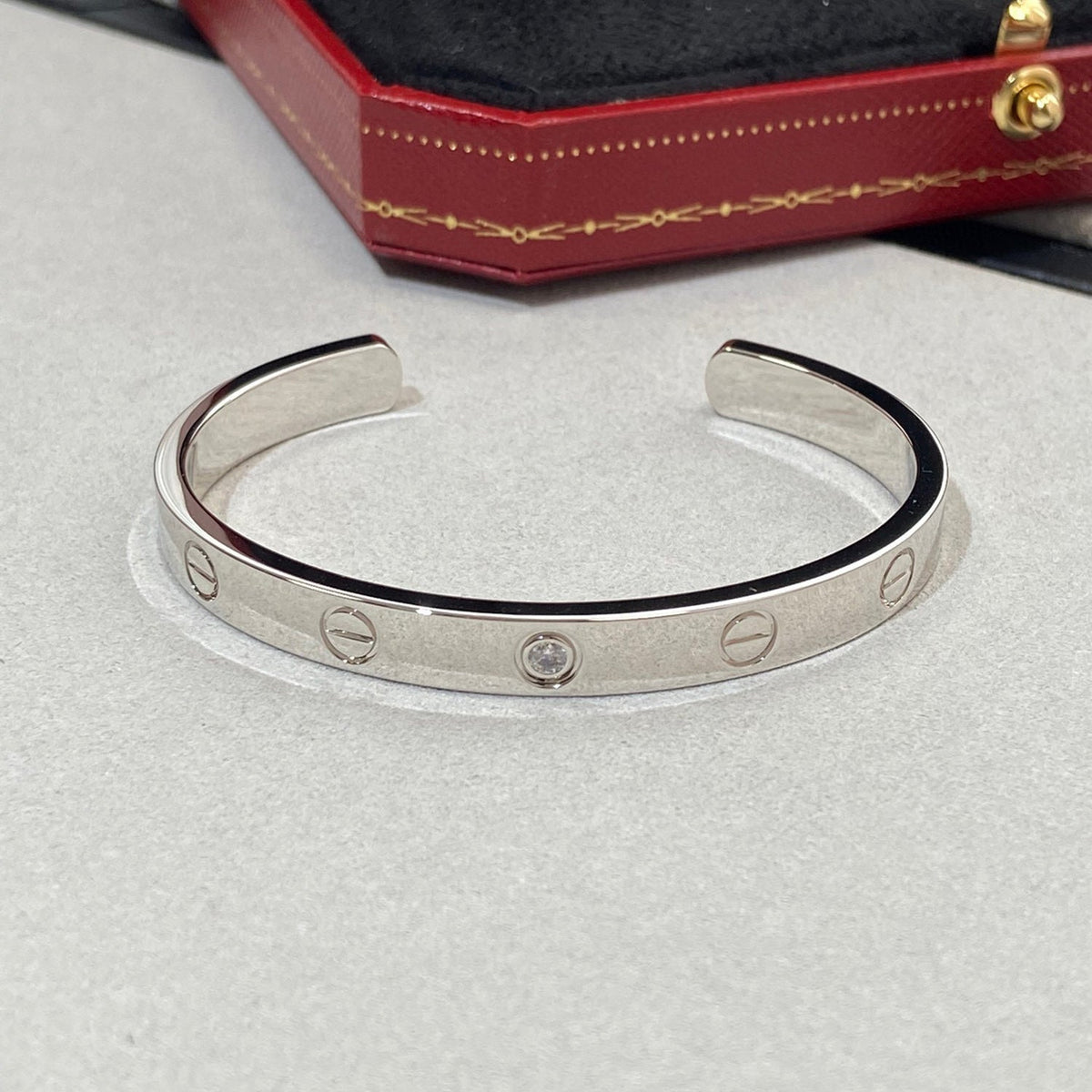[⭐Maelin]LOVE BRACELET 6.1MM 1 DIAMOND OPEN CUFF