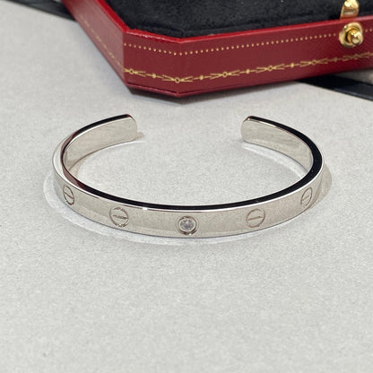 [⭐Maelin]LOVE BRACELET 6.1MM 1 DIAMOND OPEN CUFF