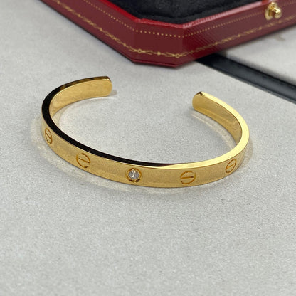[⭐Maelin]LOVE BRACELET 6.1MM 1 DIAMOND OPEN CUFF