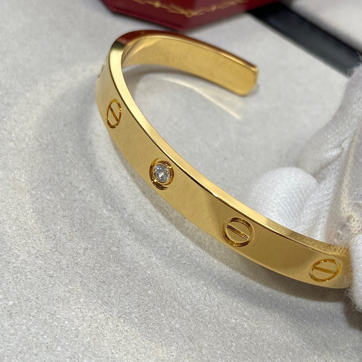 [⭐Maelin]LOVE BRACELET 6.1MM 1 DIAMOND OPEN CUFF