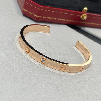 [⭐Maelin]LOVE BRACELET 6.1MM 1 DIAMOND OPEN CUFF