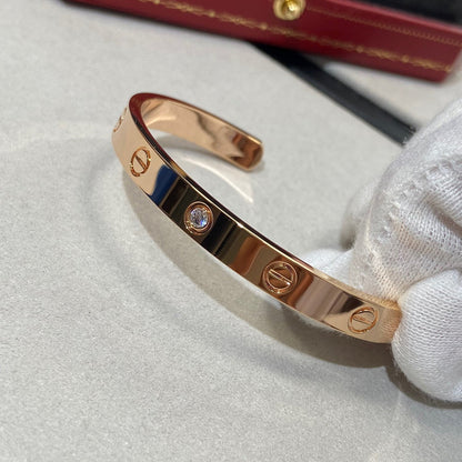 [⭐Maelin]LOVE BRACELET 6.1MM 1 DIAMOND OPEN CUFF