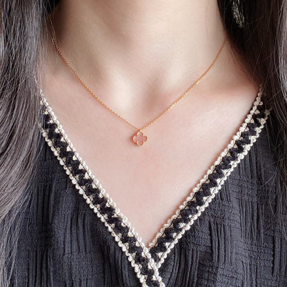 [⭐Maelin]CLOVER 15MM PINK MOTHER-OF-PEARL SINGLE FLOWER NECKLACE