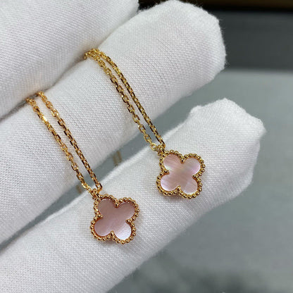 [⭐Maelin]CLOVER 15MM PINK MOTHER-OF-PEARL SINGLE FLOWER NECKLACE