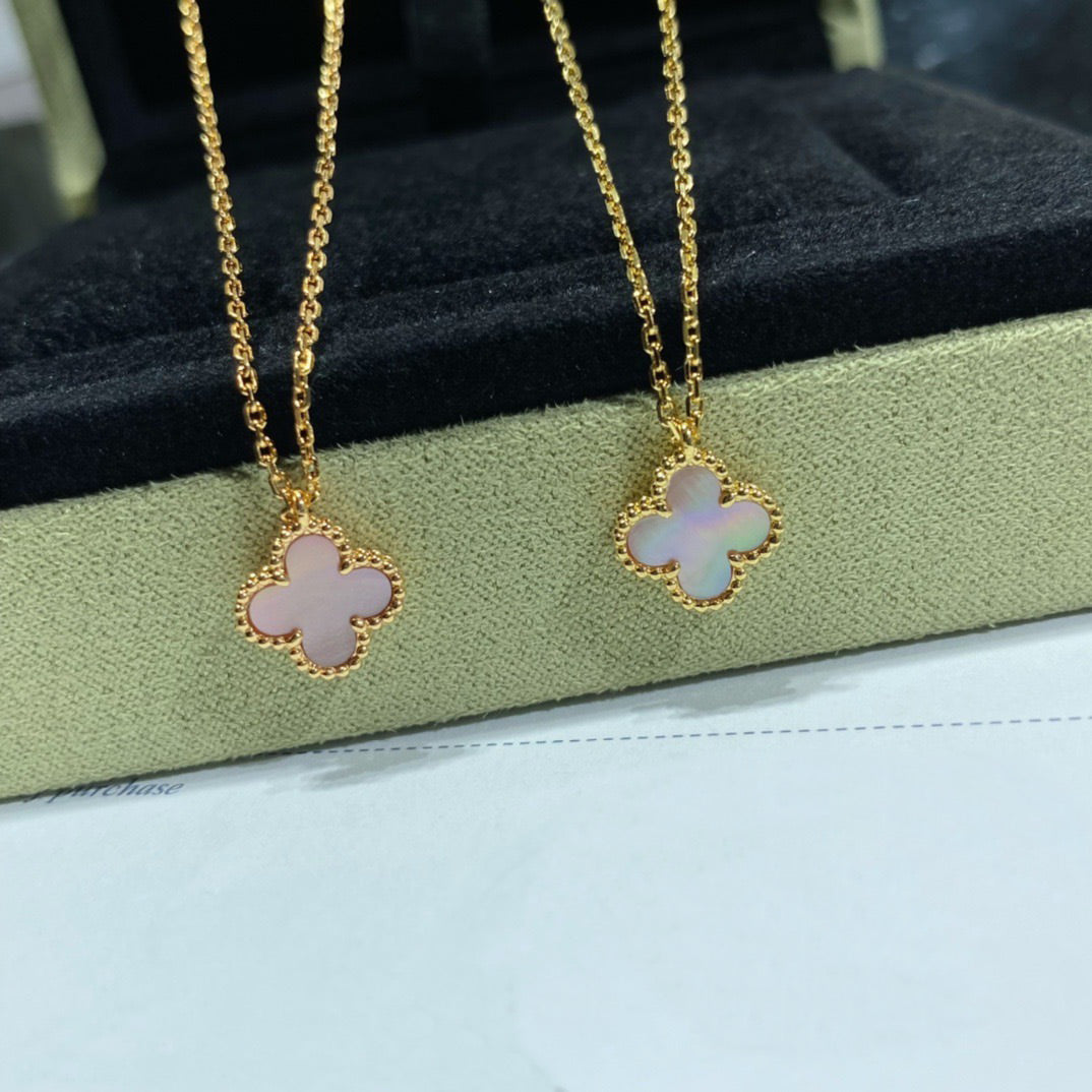 [⭐Maelin]CLOVER 15MM PINK MOTHER-OF-PEARL SINGLE FLOWER NECKLACE