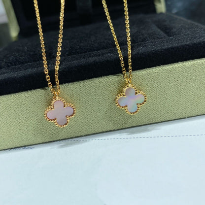 [⭐Maelin]CLOVER 15MM PINK MOTHER-OF-PEARL SINGLE FLOWER NECKLACE