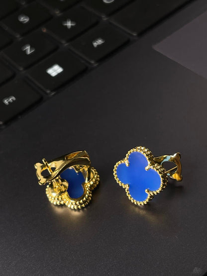 [⭐Maelin] CLOVER LARGE (20mm) 1 MOTIFS BLUE MOP STUD EARRINGS