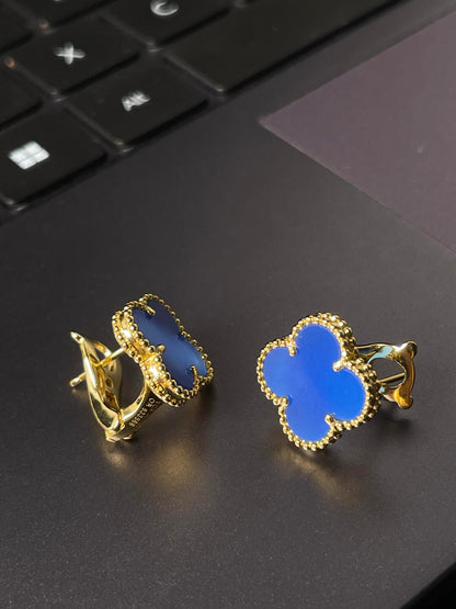 [⭐Maelin] CLOVER LARGE (20mm) 1 MOTIFS BLUE MOP STUD EARRINGS