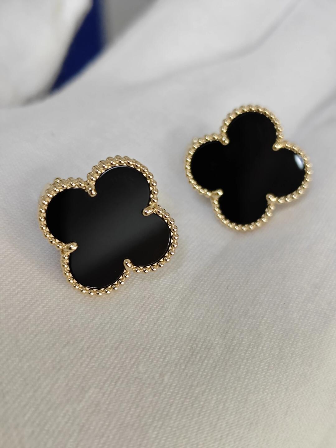 [⭐Maelin]CLOVER 20MM BLACK MOP EARRINGS