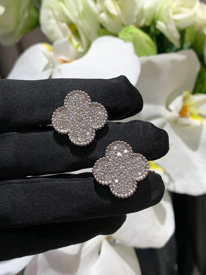 [⭐Maelin]CLOVER 20MM MOTIFS DIAMOND STUD EARRINGS SILVER