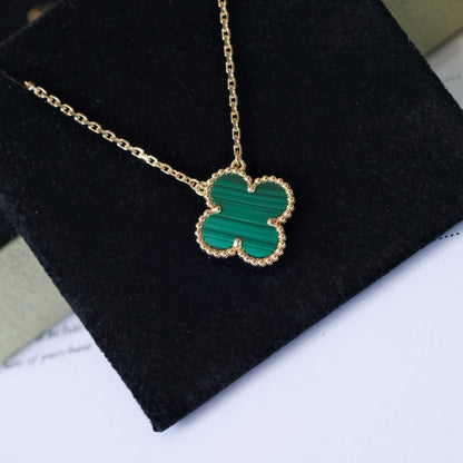 [⭐Maelin]CLOVER 15MM MALACHITE SINGLE FLOWER  NECKLACE