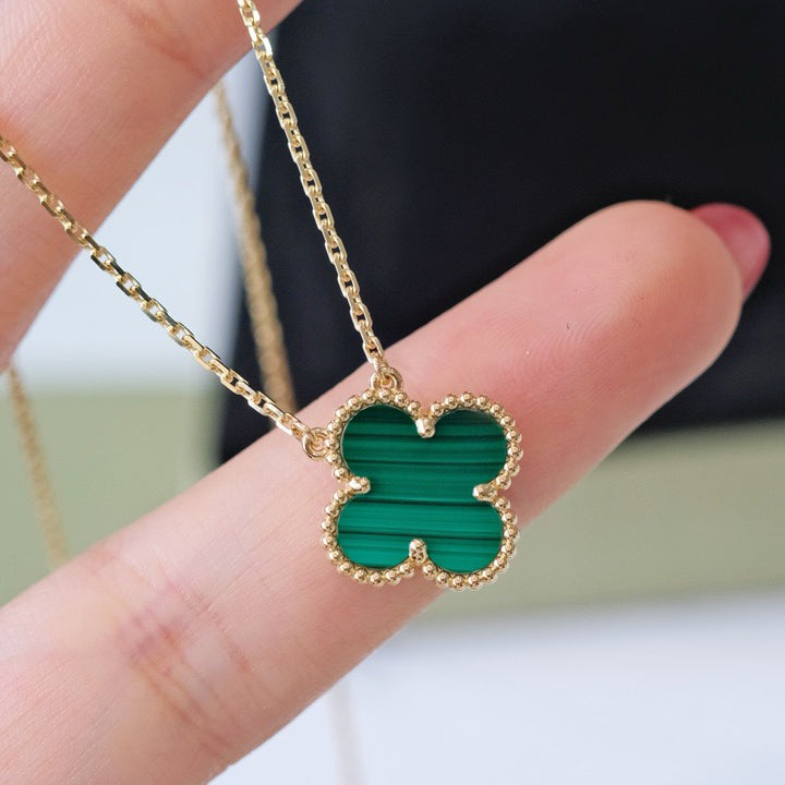 [⭐Maelin]CLOVER 15MM MALACHITE SINGLE FLOWER  NECKLACE