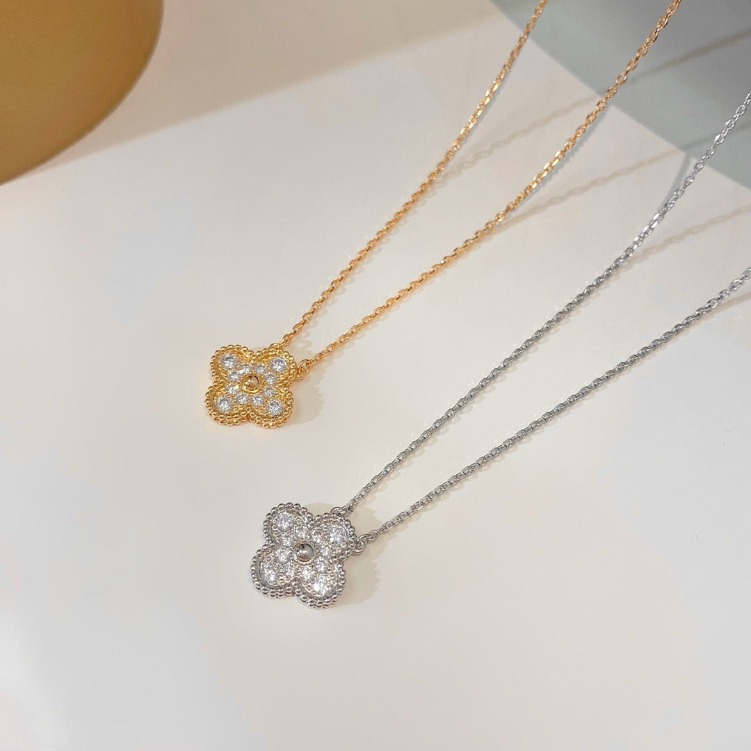 [⭐Maelin]CLOVER 15MM DIAMOND SINGLE FLOWER NECKLACE