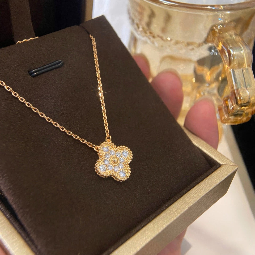[⭐Maelin]CLOVER 15MM DIAMOND SINGLE FLOWER NECKLACE