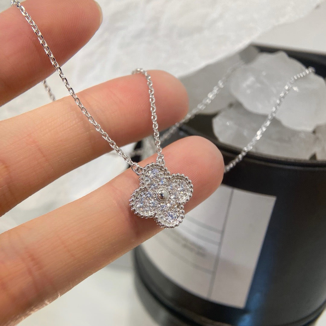 [⭐Maelin]CLOVER 15MM DIAMOND SINGLE FLOWER NECKLACE