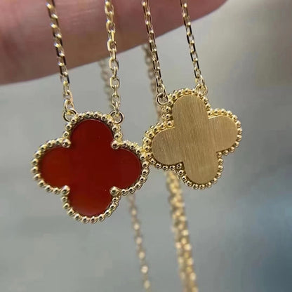 [⭐Maelin]CLOVER 15MM CARNELIAN SINGLE FLOWER NECKLACE